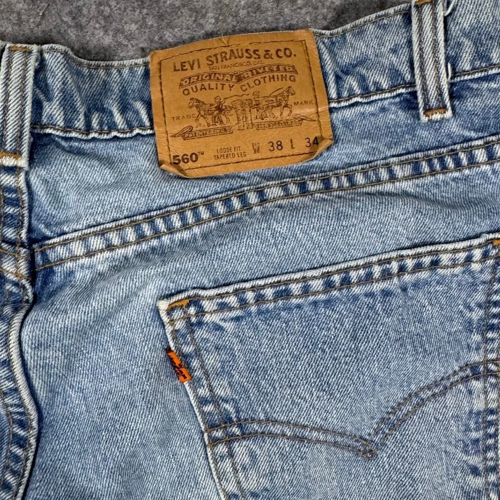 Vintage Levis 560 Orange Tab Jeans Mens 34x30 USA Loose‎ Tapered Light Wash 90s